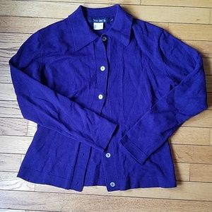 French Connection Purple collared wool cardigan